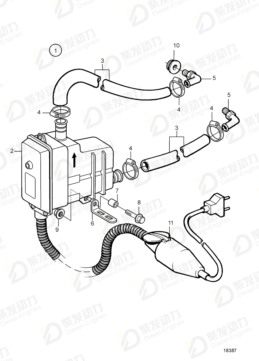 VOLVO Engine heater 3830818 Drawing